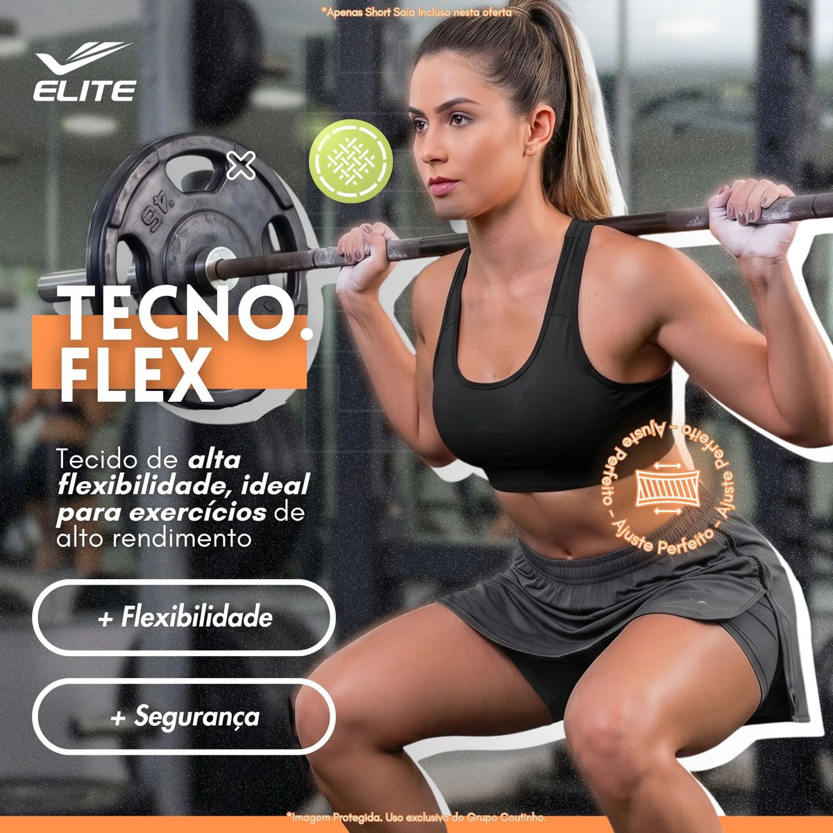 Short Feminino Academia Saia Fitness Corrida Poliamida Elite