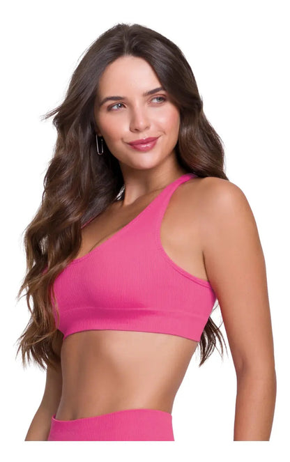 Top Nadador Canelado Sem Costura Fitness Academia Selene