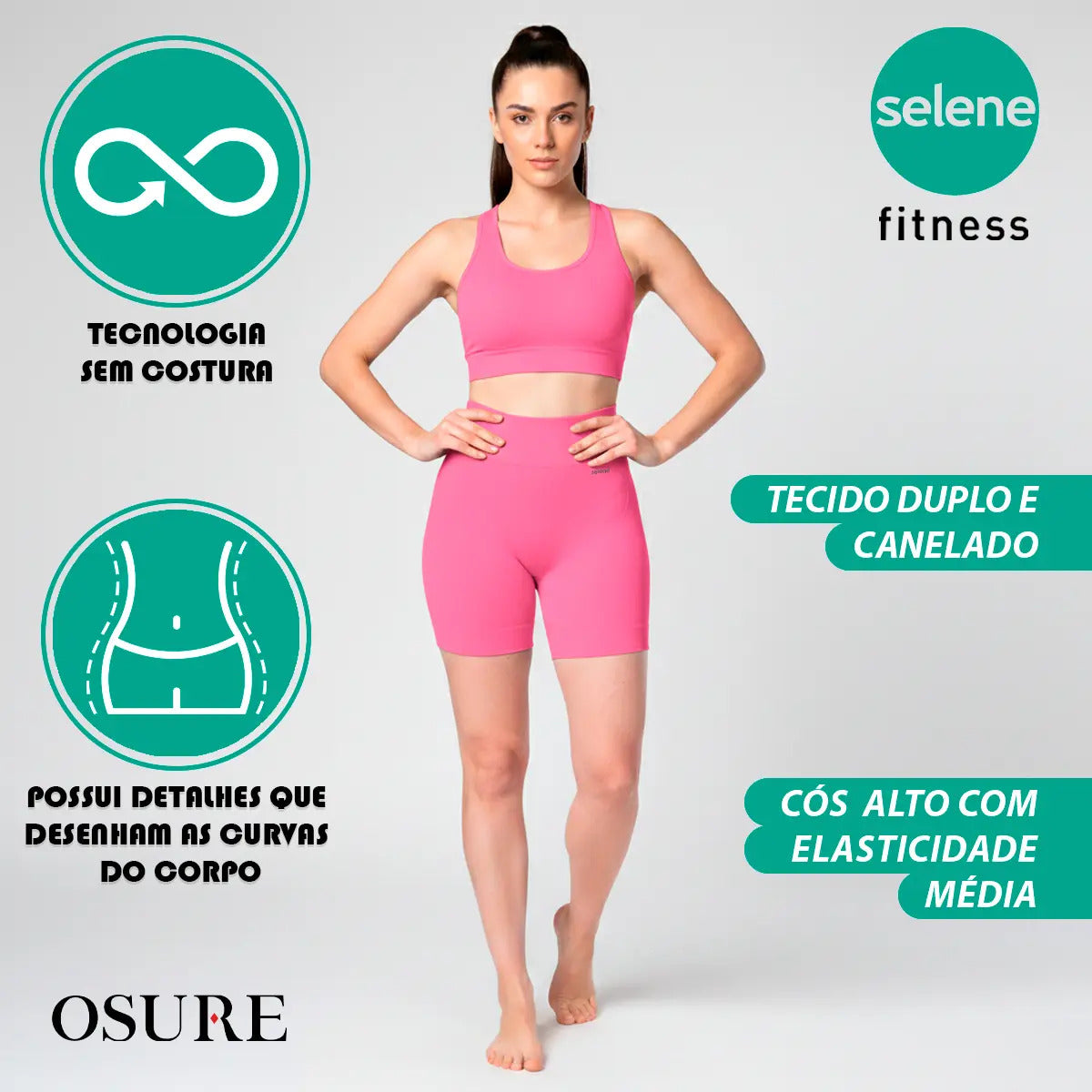 Short Selene Poliamida Zero Transparência Bermuda S/ Costura