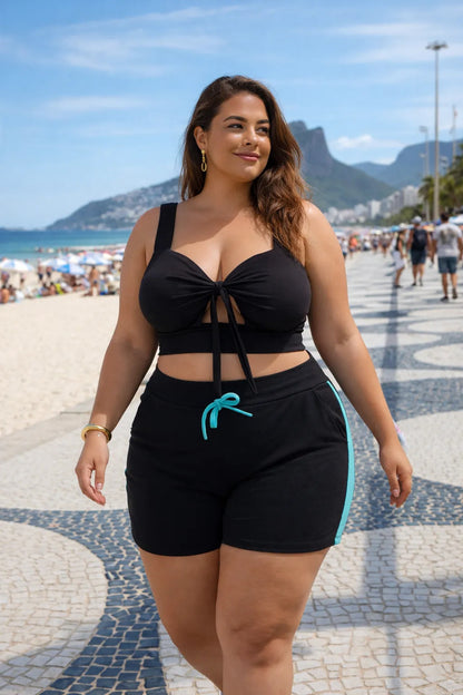 Cropped Plus Size Alça Bojo Top Suplex Super Sustentação