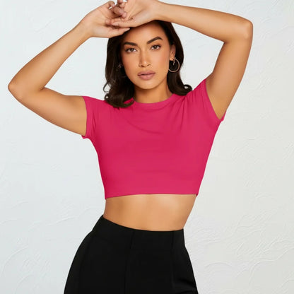 Top Cropped Feminino Básico Blusinha Academia Manga Curta