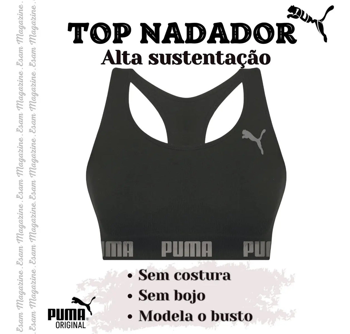 Top Puma Academia Fitness Original Nadador Alta Sustentação
