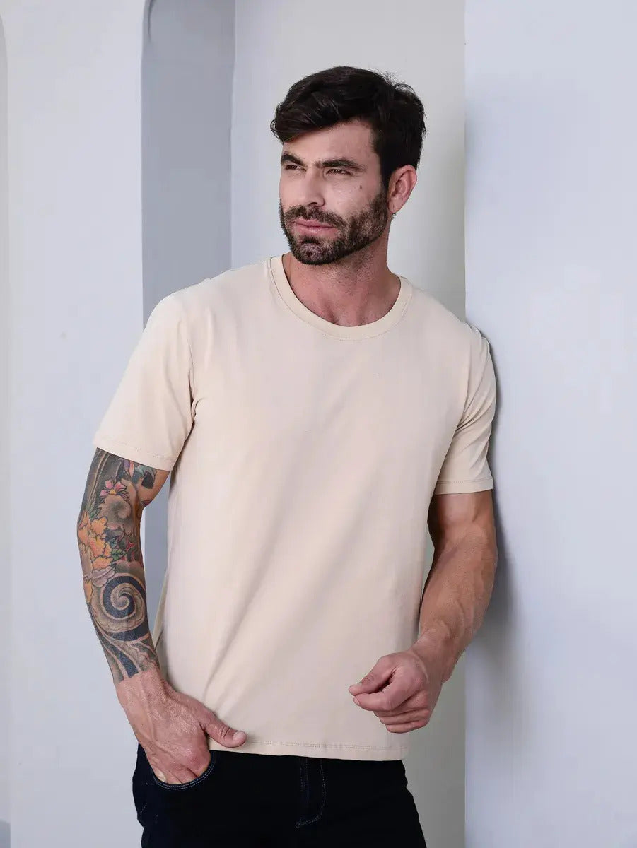 Camiseta Basica Masculina Algodão Lisa Malha Peruana Premium