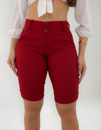 Bermuda Feminina Social - Ate O Joelho - Bengaline Lycra