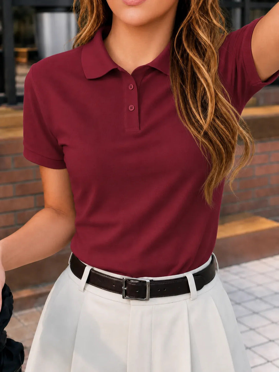 Camisa Gola Polo Feminina Básica Algodão Social Uniforme