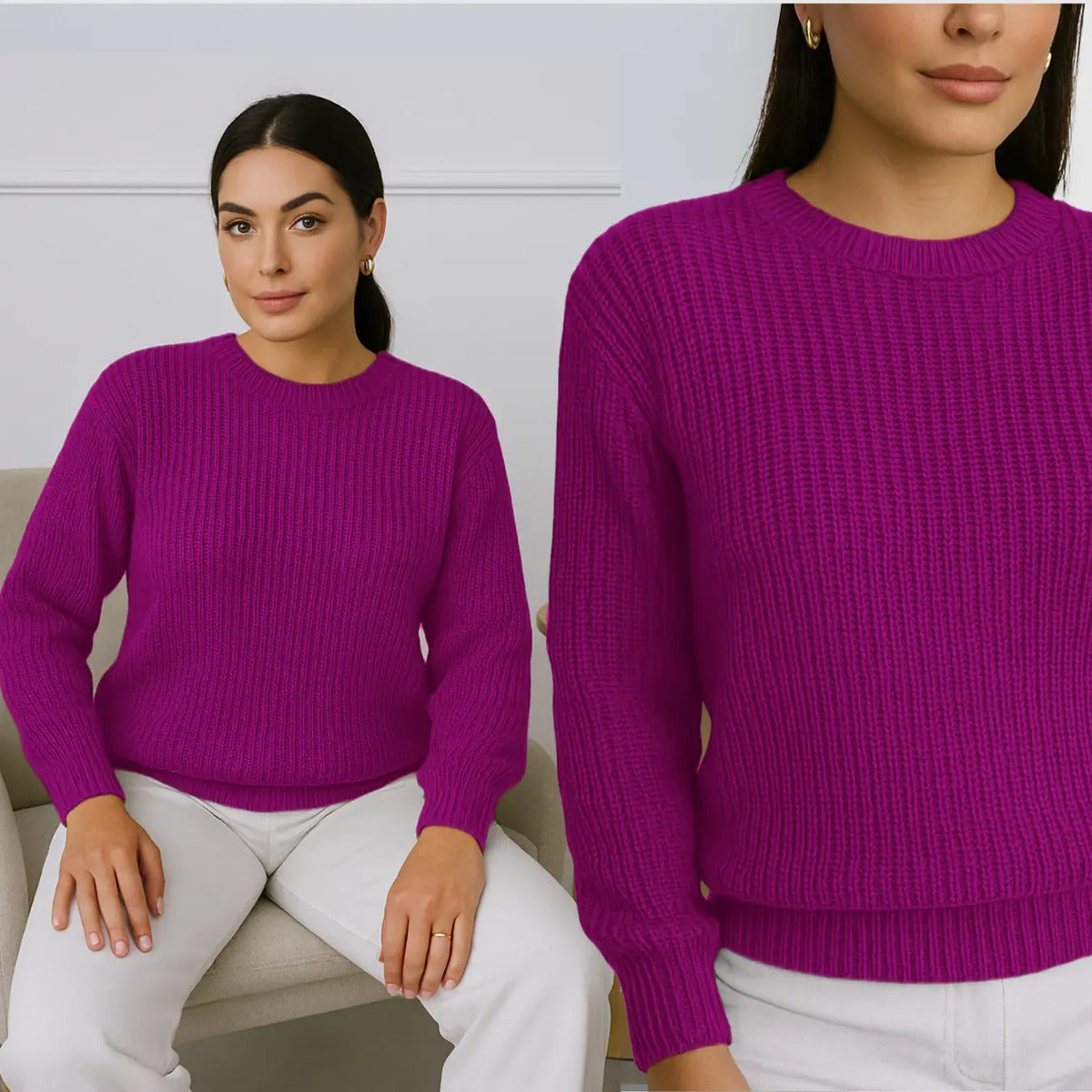 Suéter Blusa Manga Longa Max Cropped Frio Pullover Lã Trico