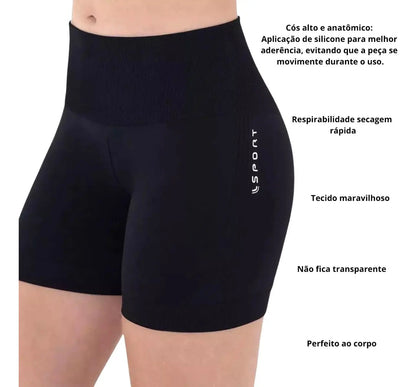 Short Feminino Lupo Modela Bumbum Sport Cós Alto Anatomico
