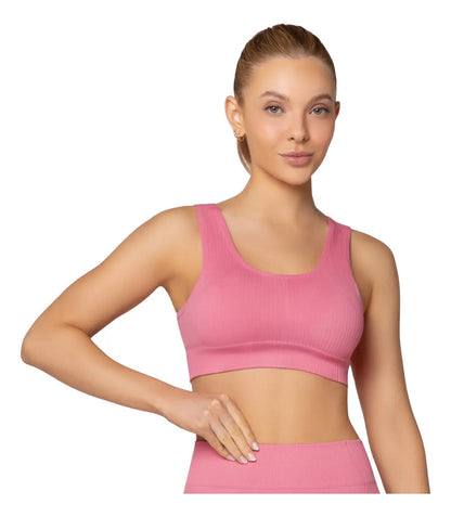 Top Nadador Canelado Sem Costura Fitness Academia Selene