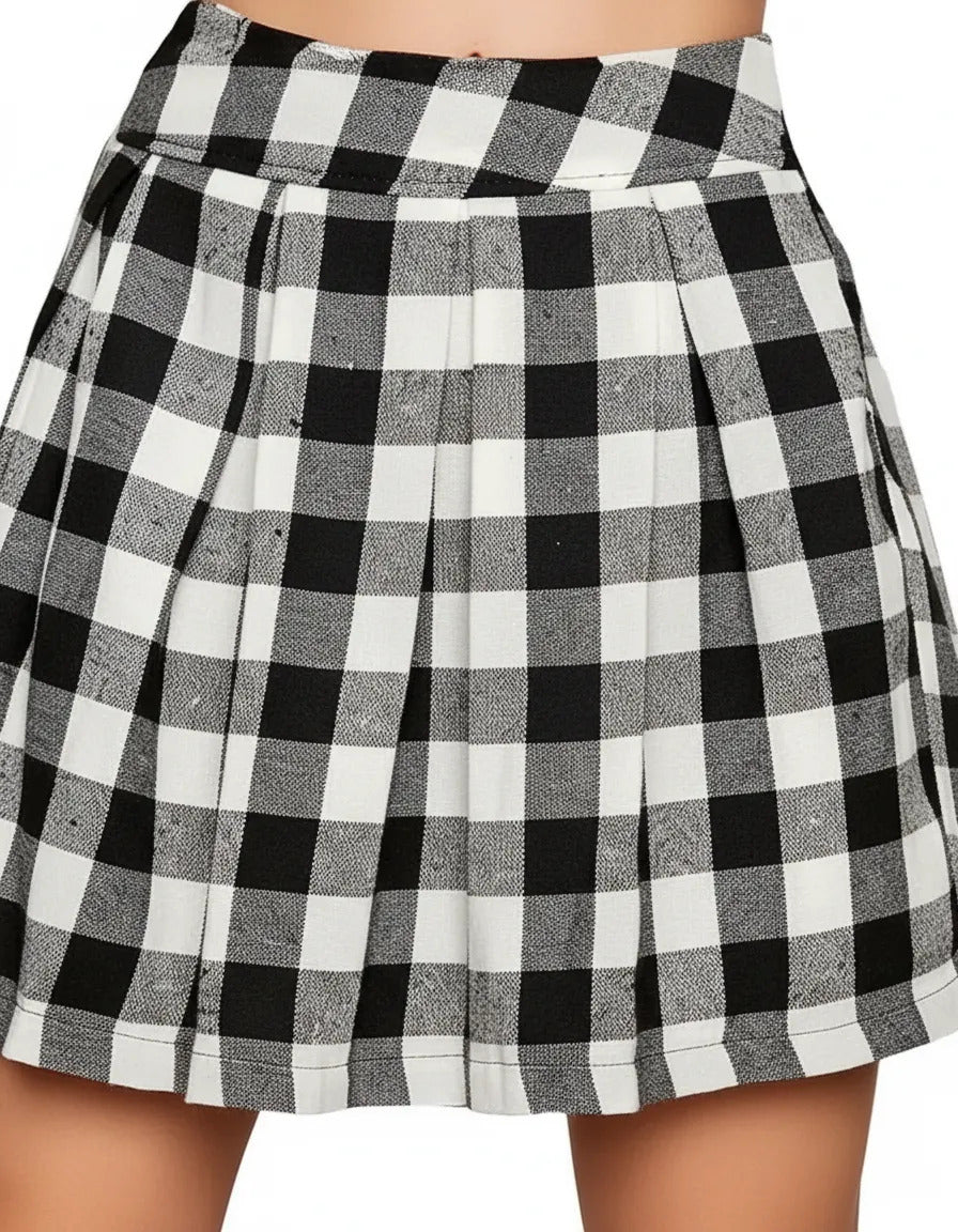 Saia Plissada  Feminina Curta Pregas Colegial Sao Joao