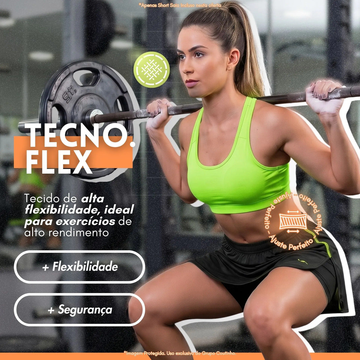 Short Feminino Academia Saia Fitness Corrida Poliamida Elite