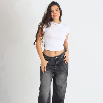 Kit 3 Blusa Baby Tee Justa Ao Corpo Alta Elásticidade Moda