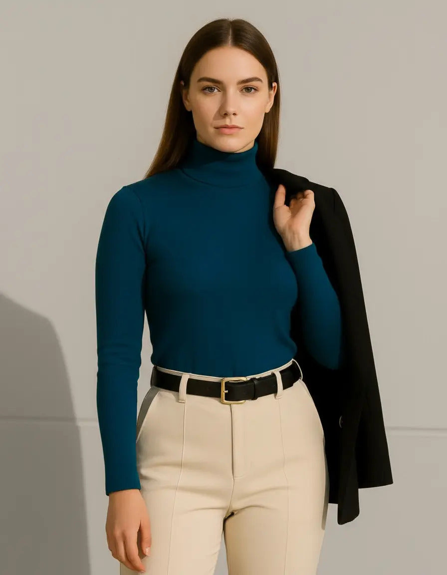 Blusa Cacharrel Feminina Inverno Gola Alta Viscolaycra Cores