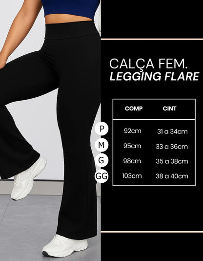 Calça Legging Flare Feminina Modelo Bailarina Cós Alto