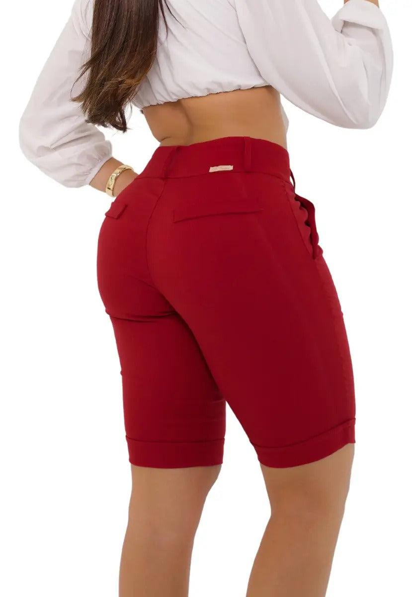 Bermuda Feminina Social - Ate O Joelho - Bengaline Lycra