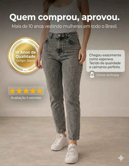 Calça Jeans Mom Stillger Feminina Cintura Alta Cor Clara
