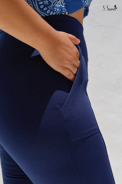 Calça Legging Plus Size Montaria Flanelada Forrada Cós Largo