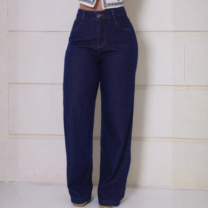 Calça Jeans Feminina Wide Leg Pantalona Cintura Alta Inverno