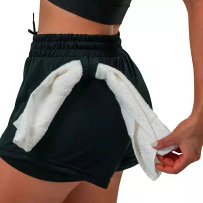 Conjunto 2 Shorts Feminino Compressão Corrida Bolso Oculto