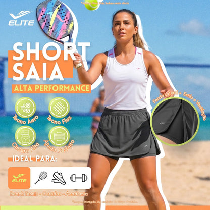 Short Feminino Academia Saia Fitness Corrida Poliamida Elite