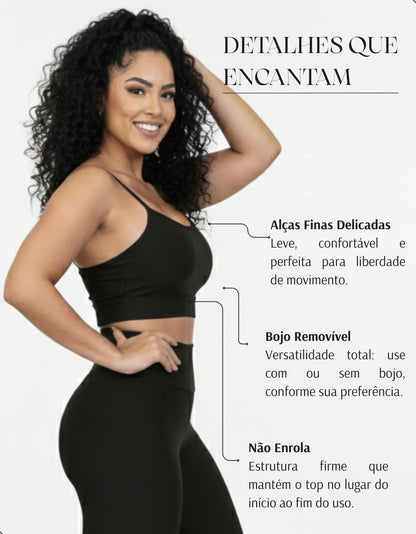 Kit-2 Top Alcinha Fina Academia Fitness C/ Bojo Suplex Power