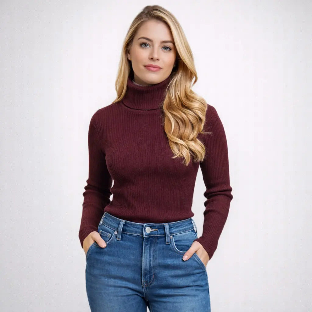 Blusa Cacharrel Feminina Tricô Lã Blusinha Gola Alta Rolê