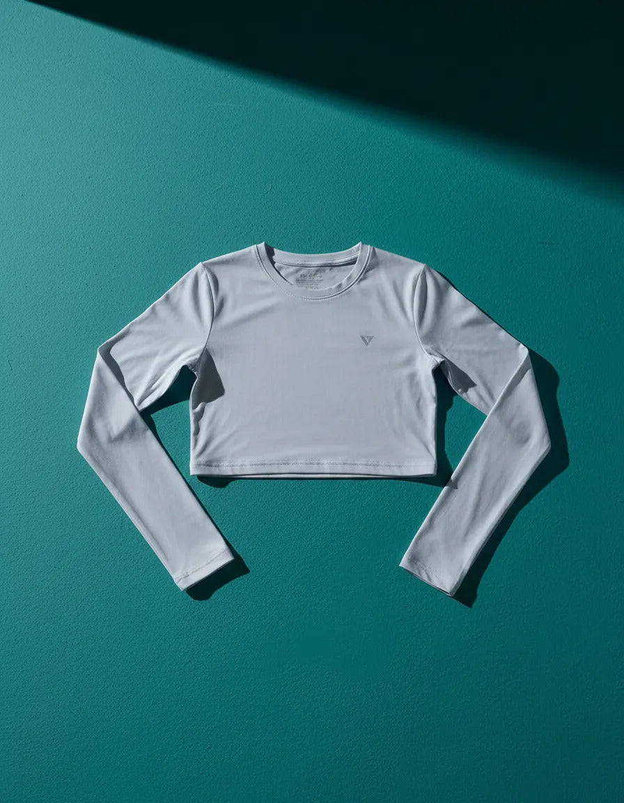Cropped Feminina Poliamida Manga Longa Blusa Proteção Uv