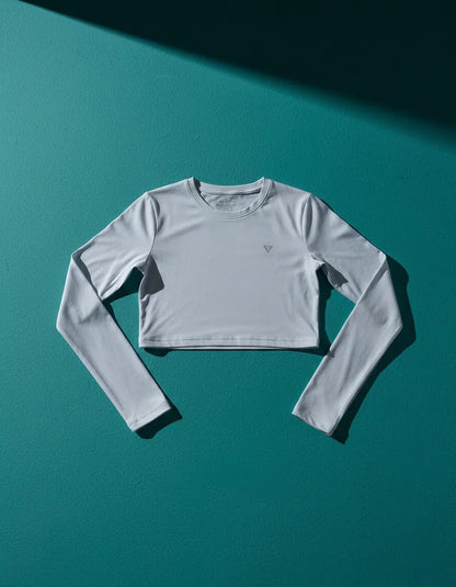 Cropped Feminina Poliamida Manga Longa Blusa Proteção Uv