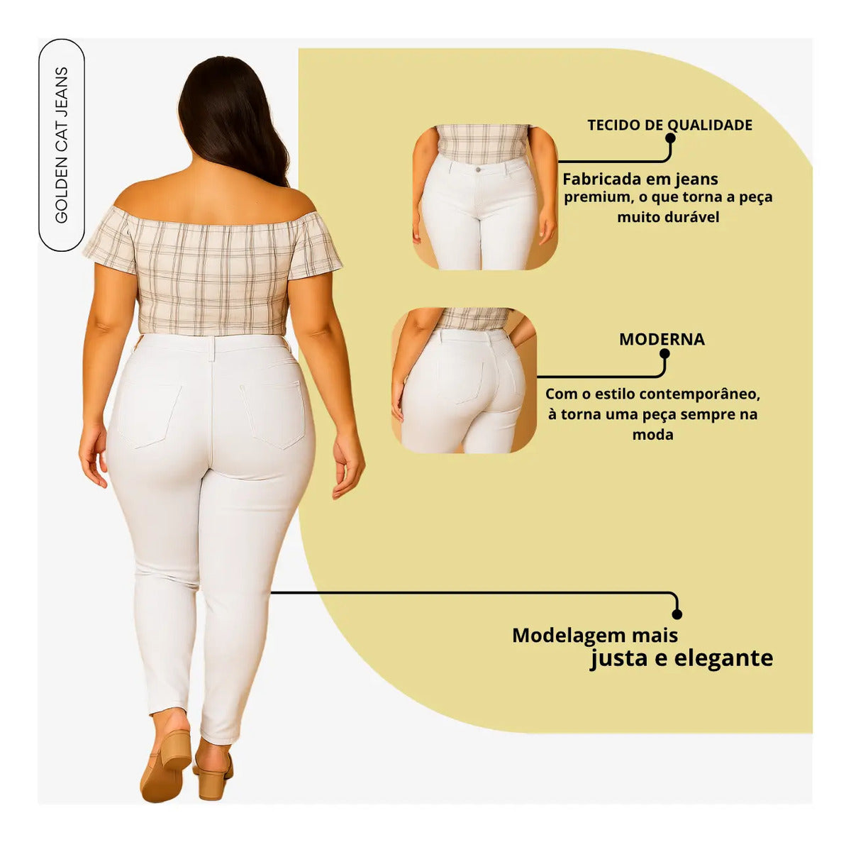 Calça Jeans Plus Size Cintura Alta Elastano Lycra Modeladora