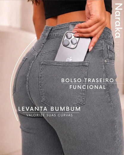 Calça Jeans Feminina Skinny Cintura Alta Levanta Bumbum
