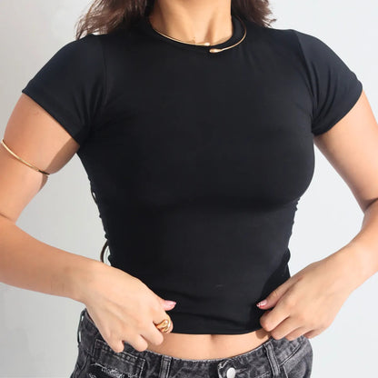Kit 3 Blusa Baby Tee Justa Ao Corpo Alta Elásticidade Moda