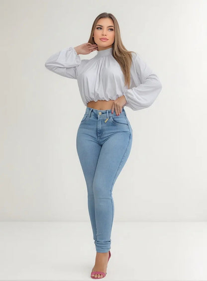 Calça Jeans Feminina Cós Alto Empina Bumbum Patria Brasil