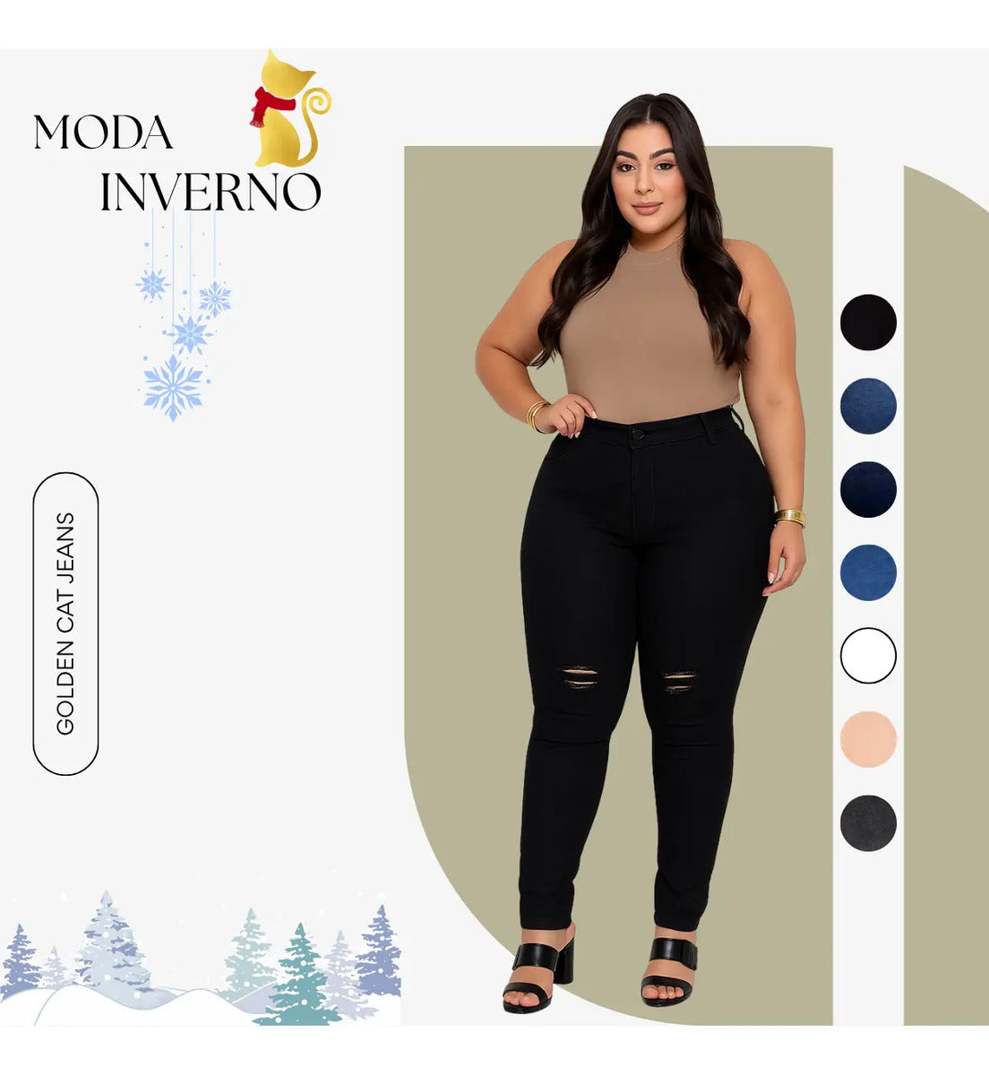 Calça Jeans Plus Size Cintura Alta Elastano Lycra Modeladora