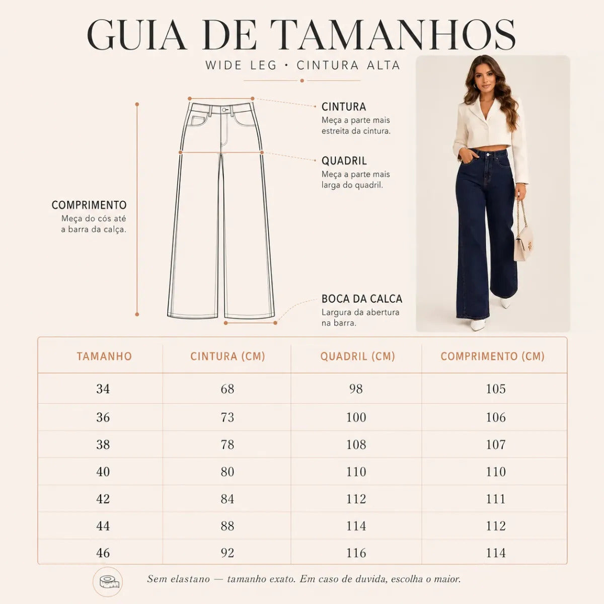 Calça Jeans Pantalona Wide Leg Feminina Cintura Alta Larga