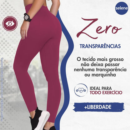 Calça Legging Zero Transparência Fitness Cintura Alta Selene