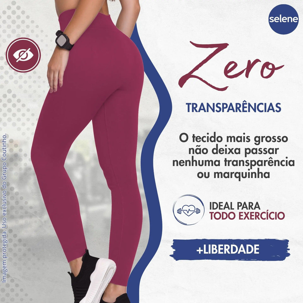 Calça Legging Zero Transparência Fitness Cintura Alta Selene