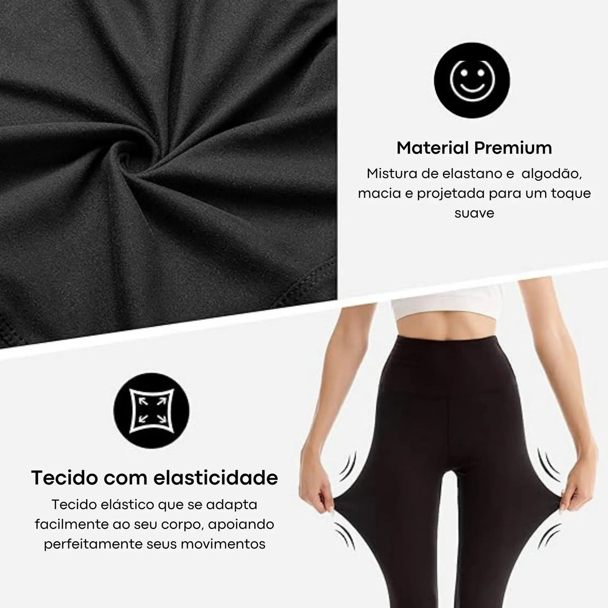 Calça Legging Kit 3 Grossa Suplex Cós Alto Leg Reforçada