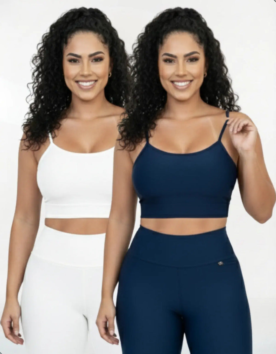 Kit-2 Top Alcinha Fina Academia Fitness C/ Bojo Suplex Power