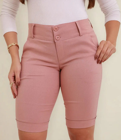 Bermuda Feminina Social - Ate O Joelho - Bengaline Lycra