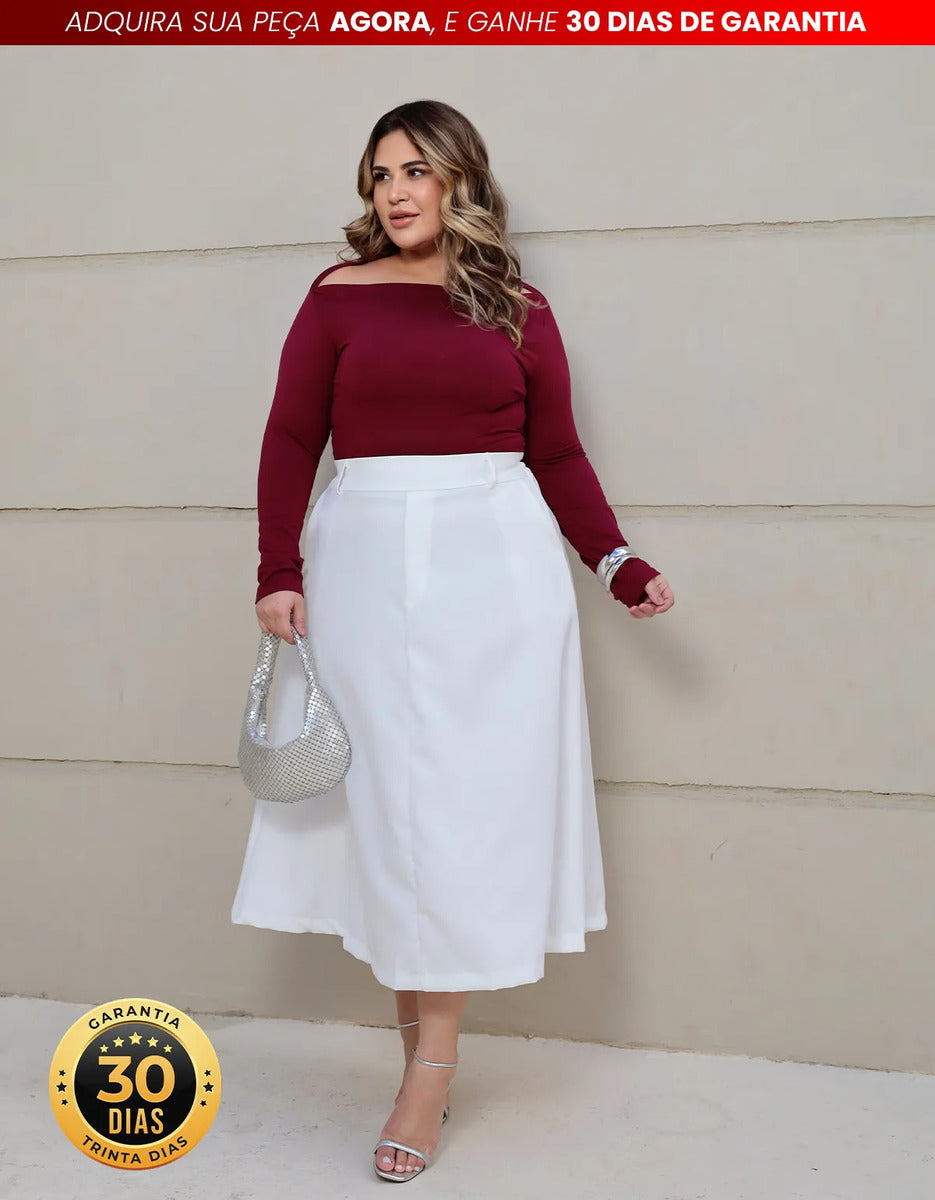 Saia Alfaiataria Feminina Plus Size Midi Evangélica Casual