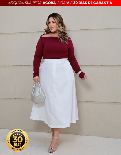 Saia Alfaiataria Feminina Plus Size Midi Evangélica Casual