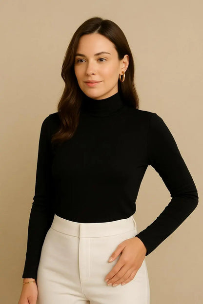 Blusa Cacharrel Feminina Inverno Gola Alta Viscolaycra Cores