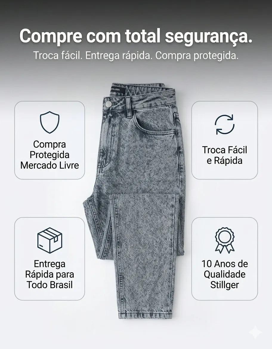 Calça Jeans Mom Stillger Feminina Cintura Alta Cor Clara