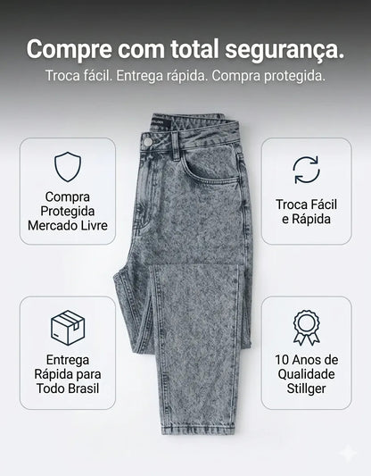Calça Jeans Mom Stillger Feminina Cintura Alta Cor Clara