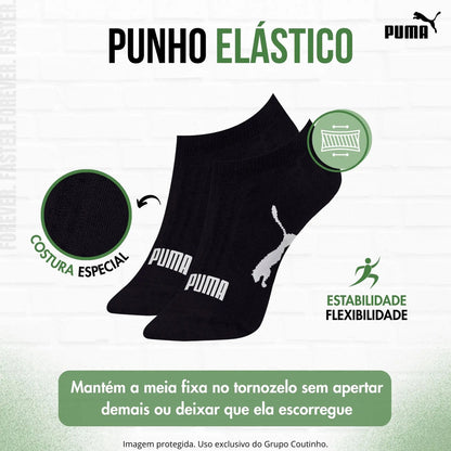 Kit 9 Pares Meias Invisível Puma Sapatilha Soquete Original