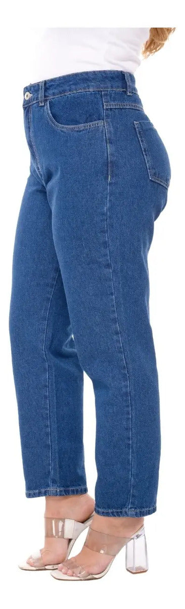 Calça Mom Jeans Feminina Cintura Alta Marmorizada