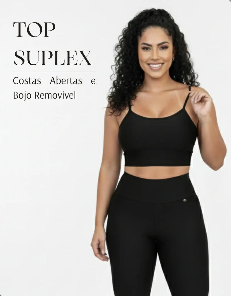 Top Fitness Academia Alça Fina Costa Aberta Feminino