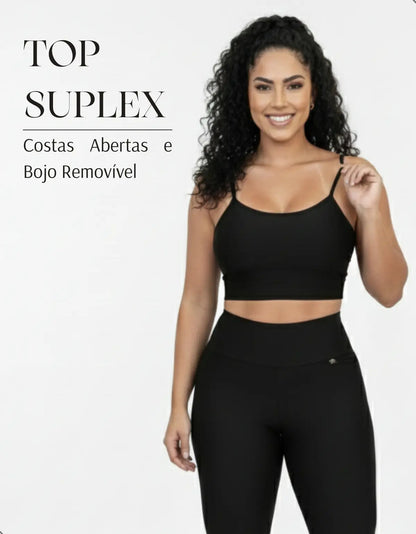 Top Fitness Academia Alça Fina Costa Aberta Feminino