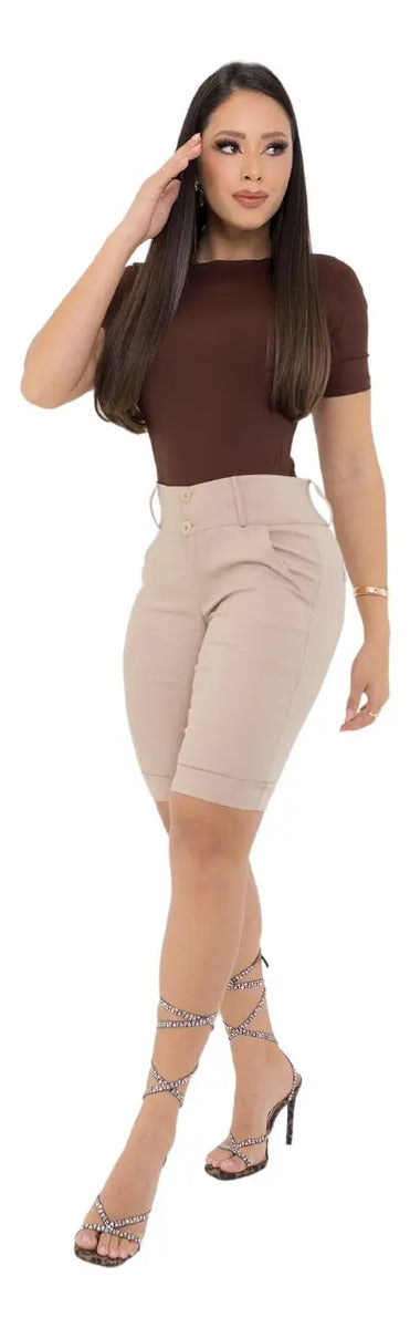 Bermuda Feminina Social - Ate O Joelho - Bengaline Lycra