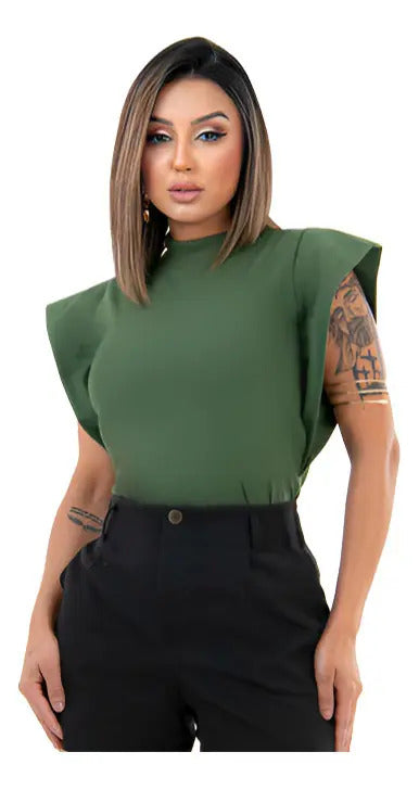 Blusa Feminina Social Manga Morcego Muscle Tee Luxo