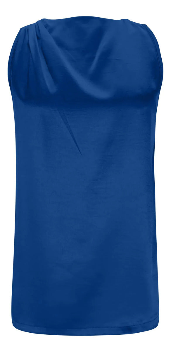 Camisa Feminina, Cor Sólida, Seda E Cetim, Blusa Longa